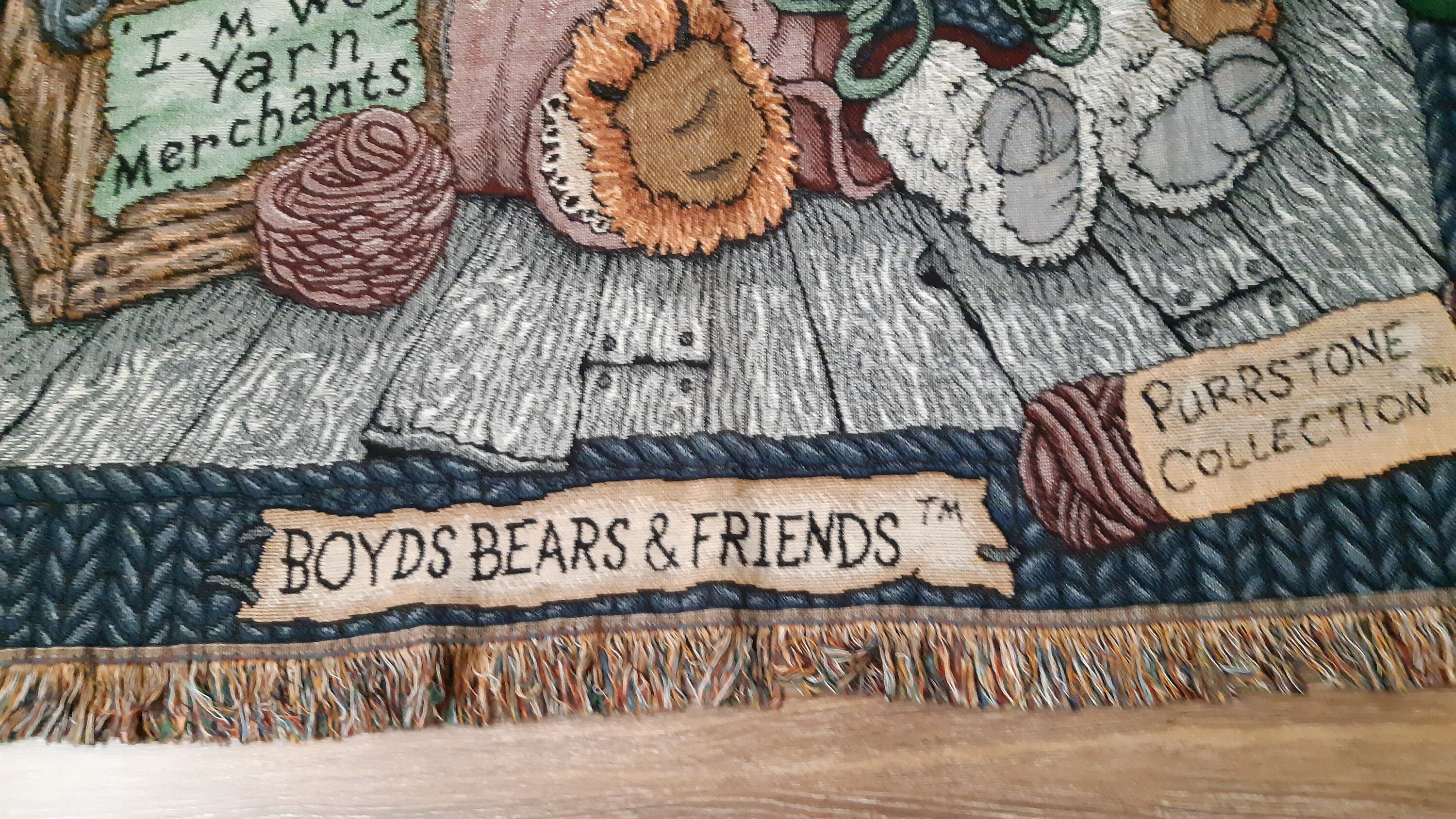 Afghan BOYDS BEARS Blanket Throw or Wall Hanging, VINTAGE Tapestry