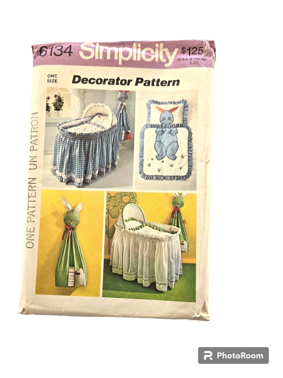 Baby Skirt, Basket Liner, Diaper Stacker, Comforter, Pillowcase, 70s Vintage UNCUT
