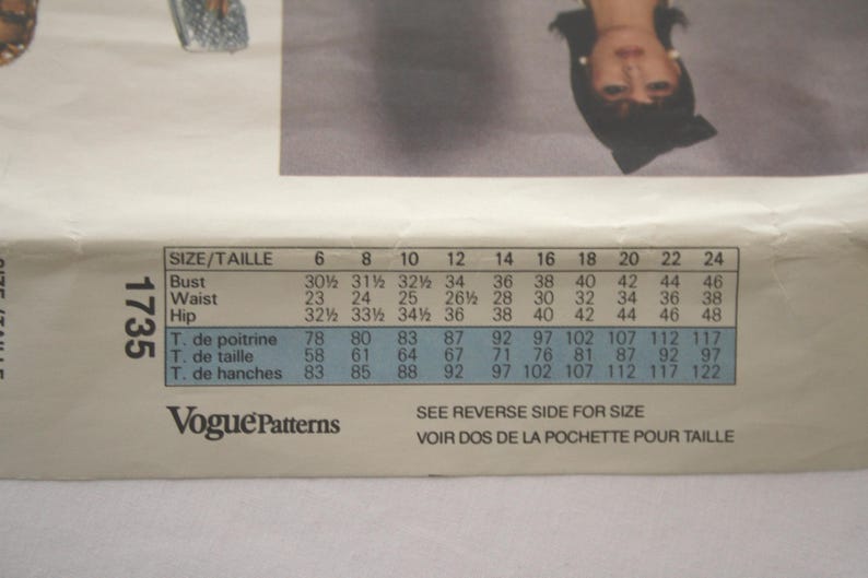 Vintage Vogue Sewing Pattern 1735, CHLOE Top and Skirt, Size 10 UNCUT ...