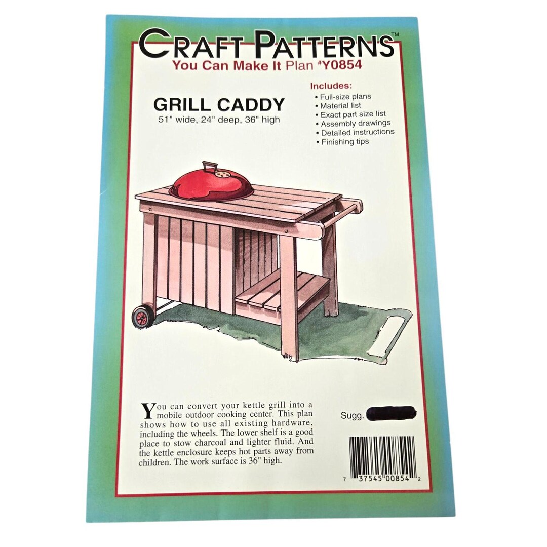 GRILL CADDY for Barbeque Pattern Wood Counter for Outdoors Unused You ...