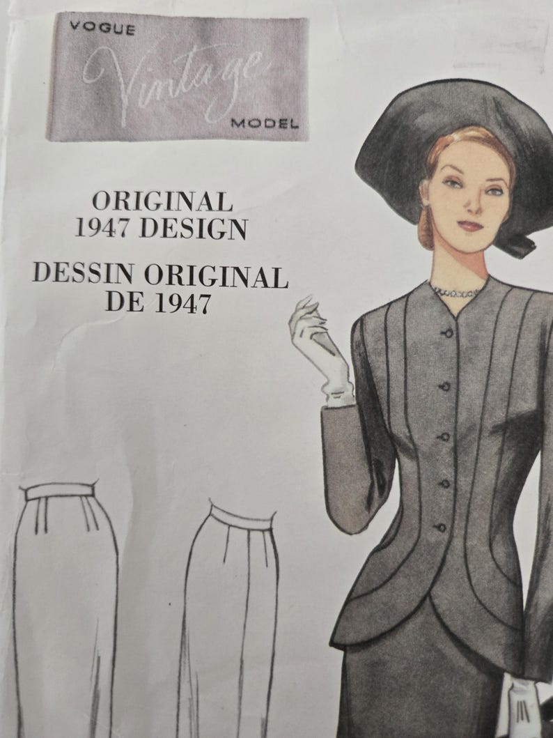 V1947 Pattern Original 1947 Vogue Design V1019 1019 Womens Size 14 16 18 20 22 Jacket ...
