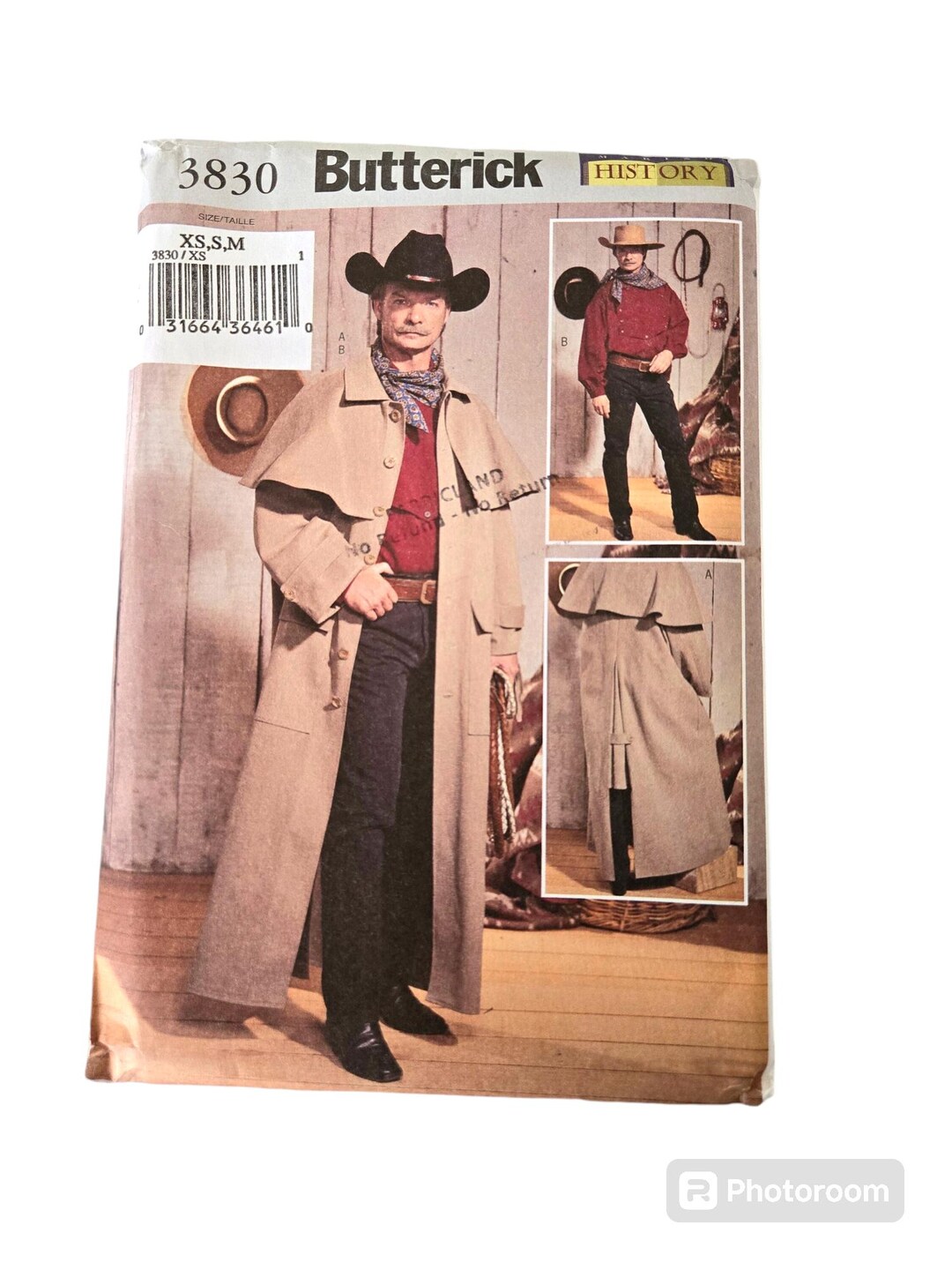 Mens Western Coat With Capelet Duster Pullover Shirt Pattern Size Xs S ...