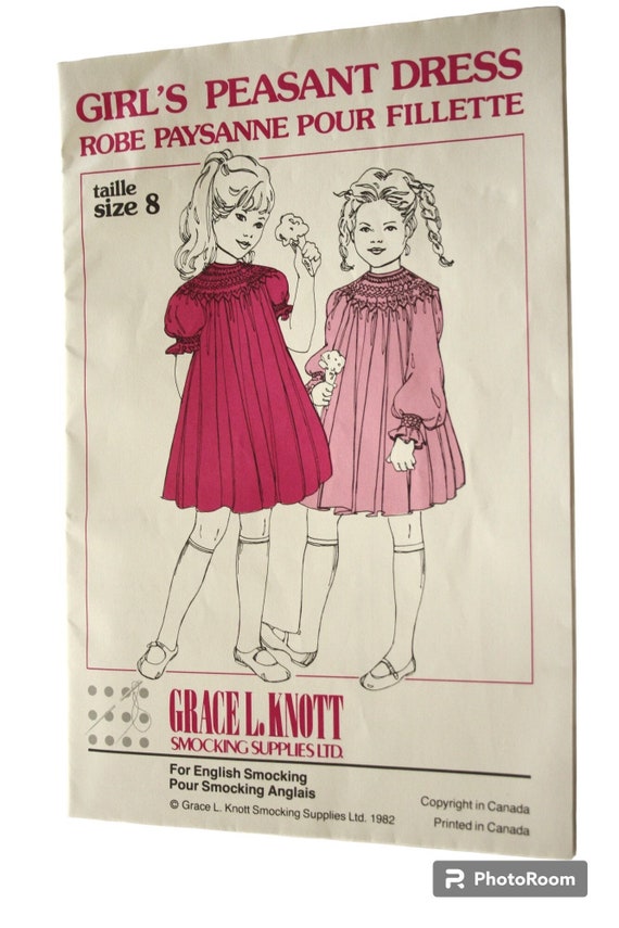 Girl's Smocked Peasant Dress Pattern by Grace L. Knott English Smocking  Pattern Size 8 - Etsy