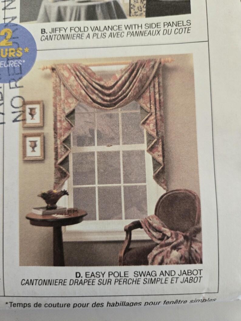 Window Swag Patterns Sewing Patterns Window Valance Side Panels Shade Swag, UNCUT Mccalls ...