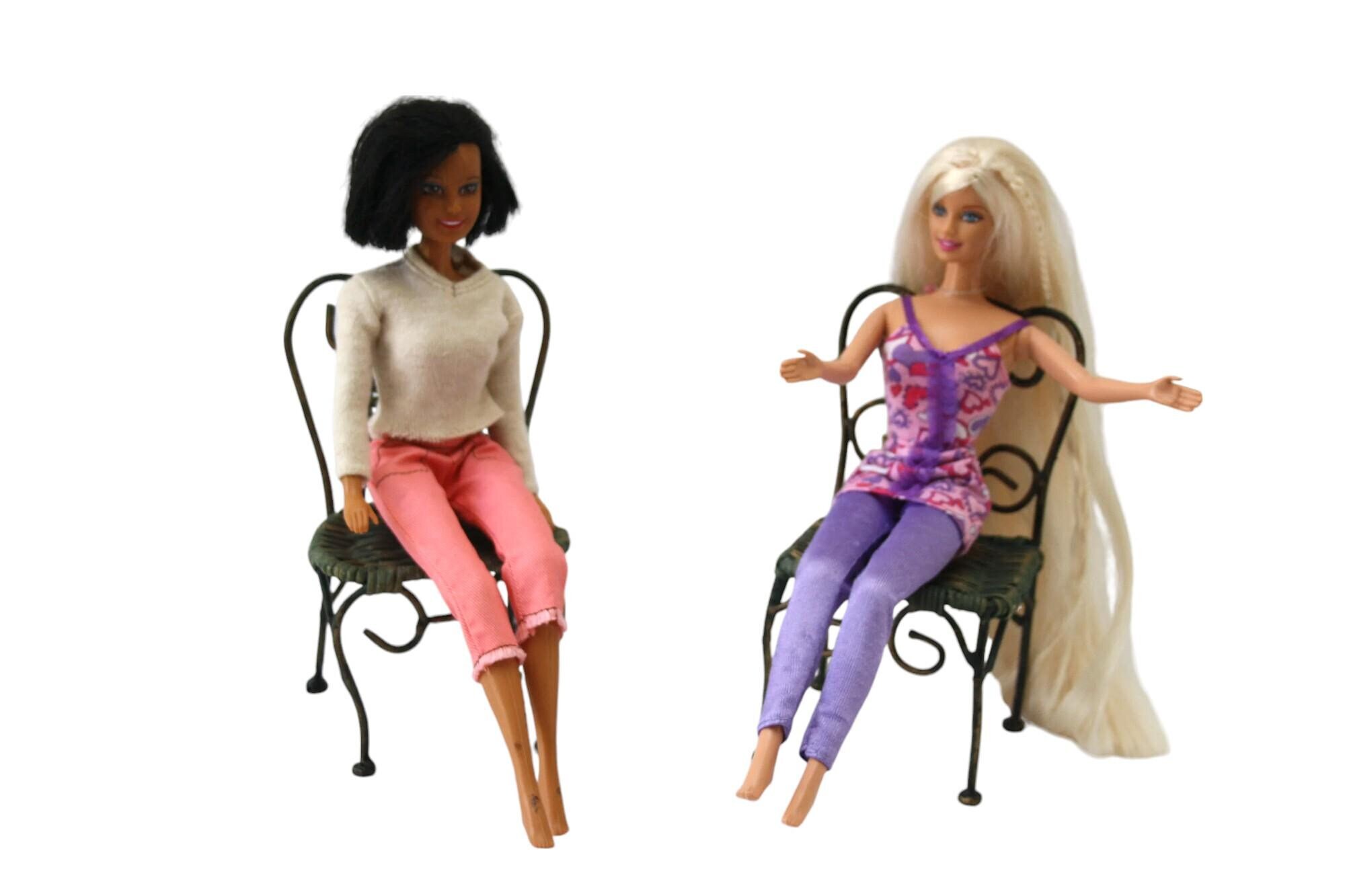 Vintage CHAIRS for Fashion Dolls Barbie or Collectable Dolls Metal and Green and Gold Wicker rattan EXCELLENT Condition Etsy Canada