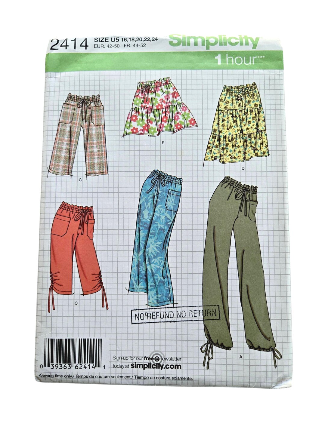Capri Pattern Womens Pants Capris Tiered Skirt Sewing Patterns Size 16-24, Simplicity ...