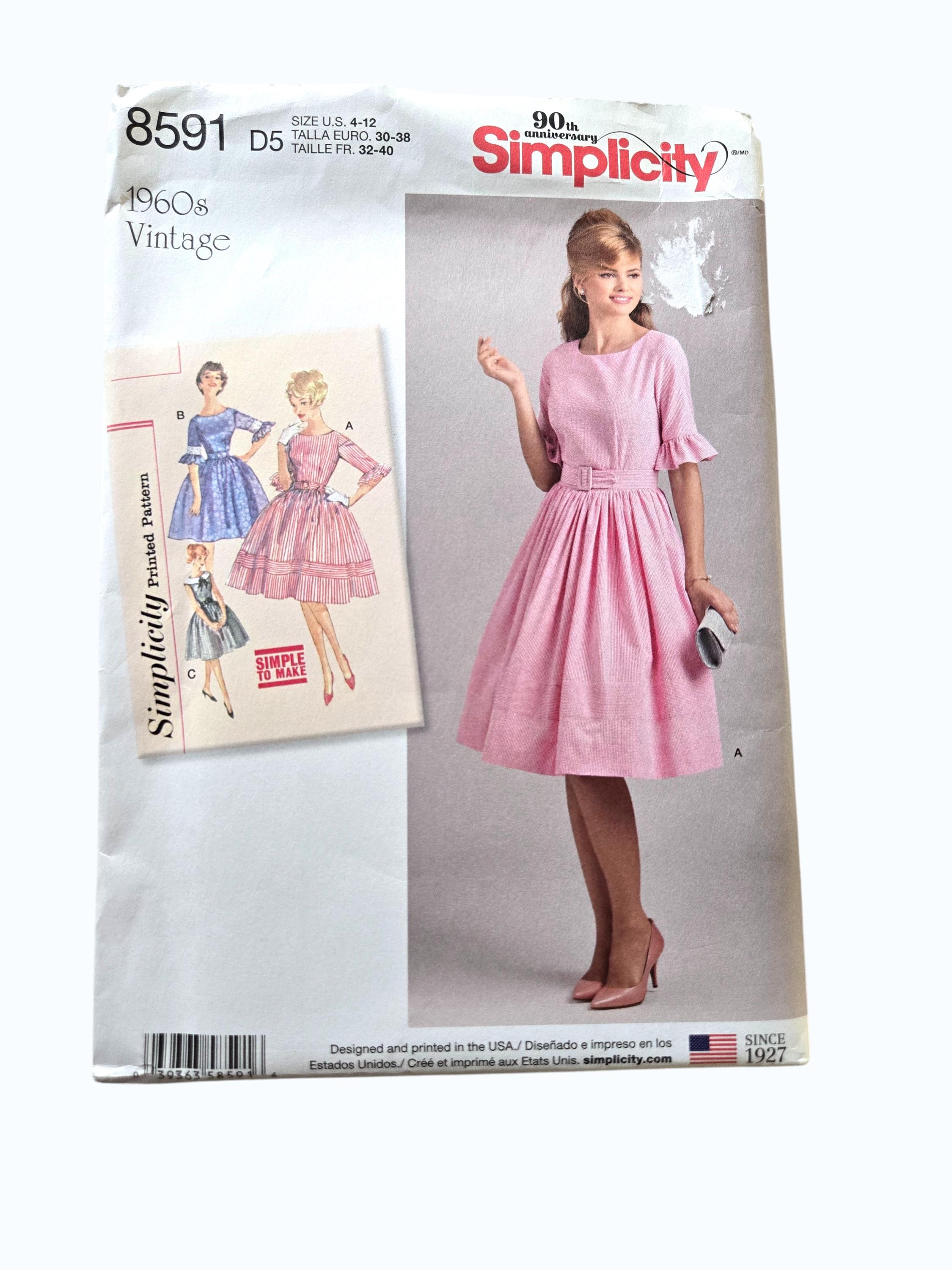 Retro 1960s Vintage DRESS Sewing Pattern, Womens Size 4 - 12 Reg AND ...