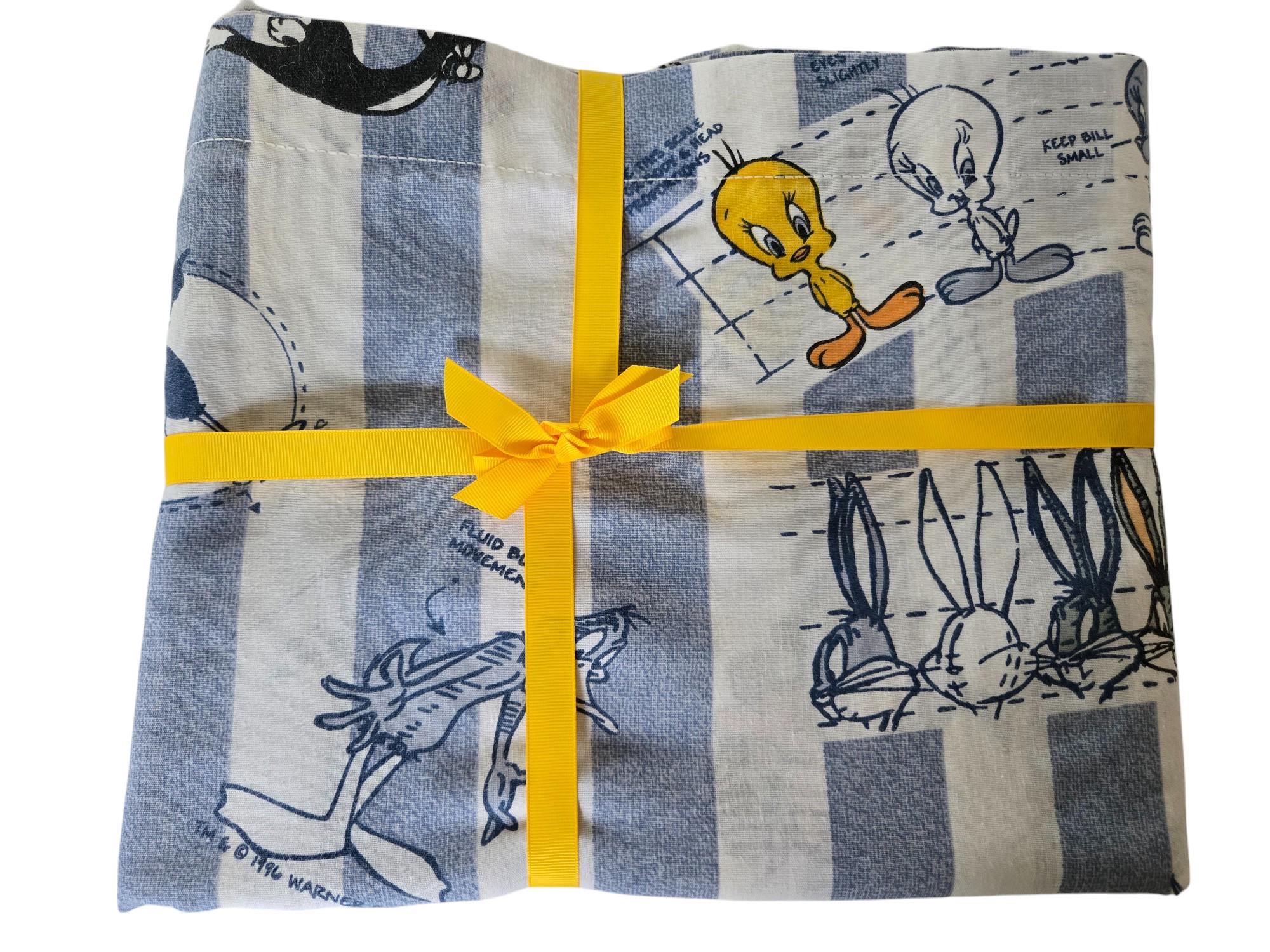 Vintage Looney Toons Twin Flat Sheet Tweety, Sylvester, Bugs
