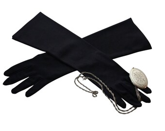 Guantes largos formales para mujer, color azul oscuro - azul marino, para noche, talla 6.5, dedos completos, de Kayser