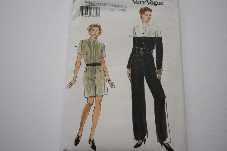loose fitting jumpsuit shorts or pants pattern Jumpsuit Women/'s Size 8 10 12 Buttoned Front Dressy UNCUT Very Easy Very Vogue 9499
