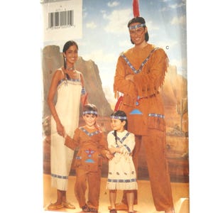 ADULT Native American Costume Sewing Pattern Men and Women Sizes UNCUT Butterick 4171 Pants Top Flaps Dress