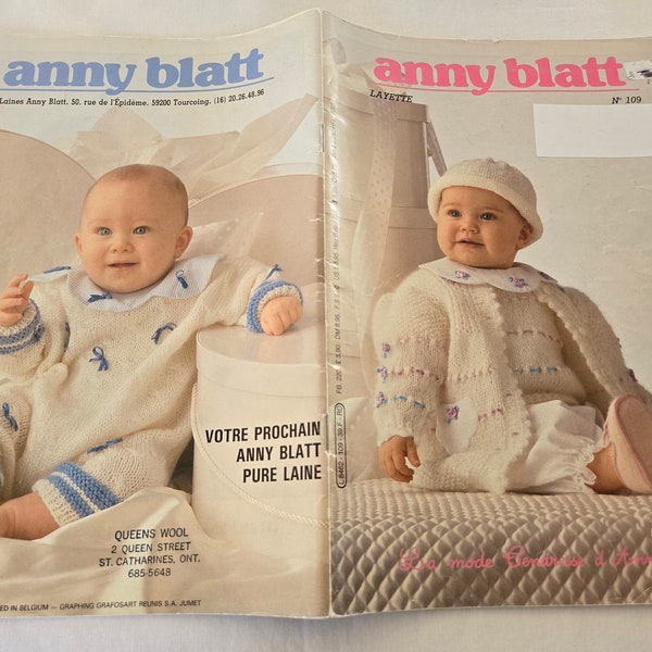 ANNY Blatt Baby Knitting Pattern Book 109 ADORABLE baby sweaters hats cardigans coats jumpsuit and more
