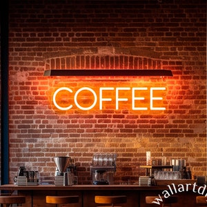 Handmade coffee neon sign Simple modern coffee LED light Custom|Personalized coffee shop wall sign Coffee wall hanging for cafe