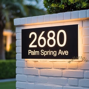 Custom Backlit LED House Number Sign: Modern Metal Address Plaque