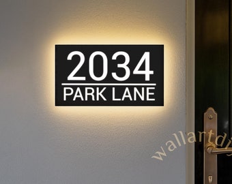 Targa moderna con numero civico retroilluminata a LED: targa con indirizzo personalizzato, resistente alle intemperie