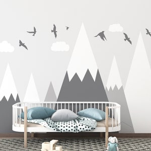 Mountains wall decal Boy's room wall sticker Scandinavian wall art Nursery mountains wall sticker Peel and stick mountain wall decal