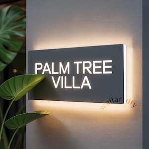 Modern Backlit LED House Sign Custom Metal & Acrylic Outdoor Address Plaque Weatherproof Address Sign House Number Sign for Villa/Condo