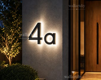 Custom LED House Numbers, Backlit Metal Address Letters, Outdoor Floating Sign