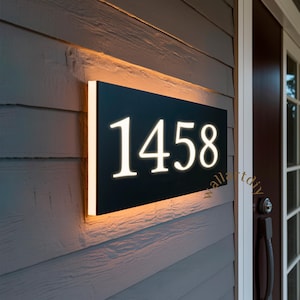 LED Backlit House Number Sign: Modern Metal Address Plaque