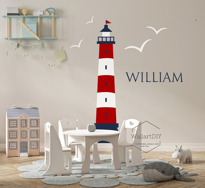 Nautical Wall Decals Lighthouse Wall Sticker Nursery Nautical Etsy