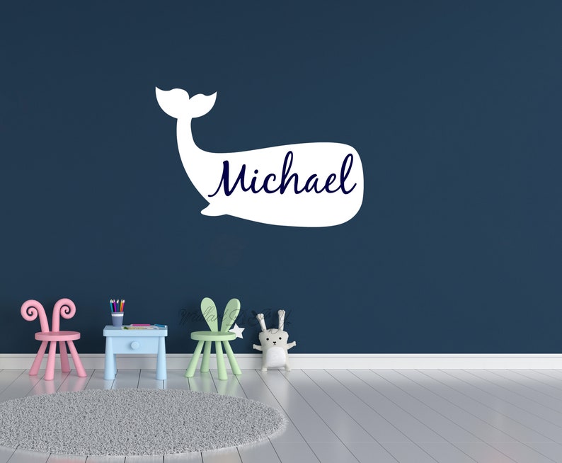 Whale Wall Decal Nursery Name Sticker Custom Vinyl Kid S Room Decals