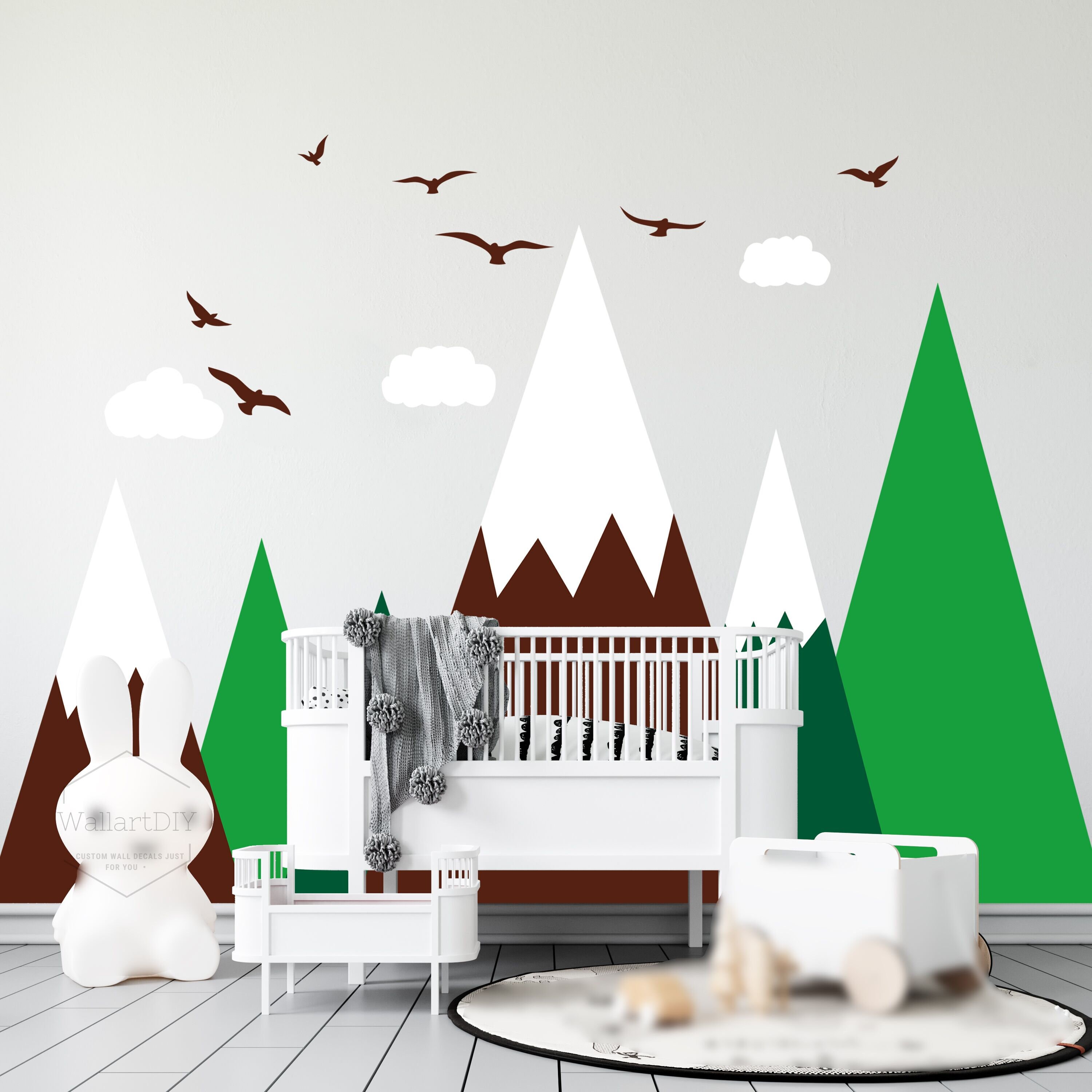 Mountain Wall Decal Nursery mountain wall decor Woodland wall Etsy