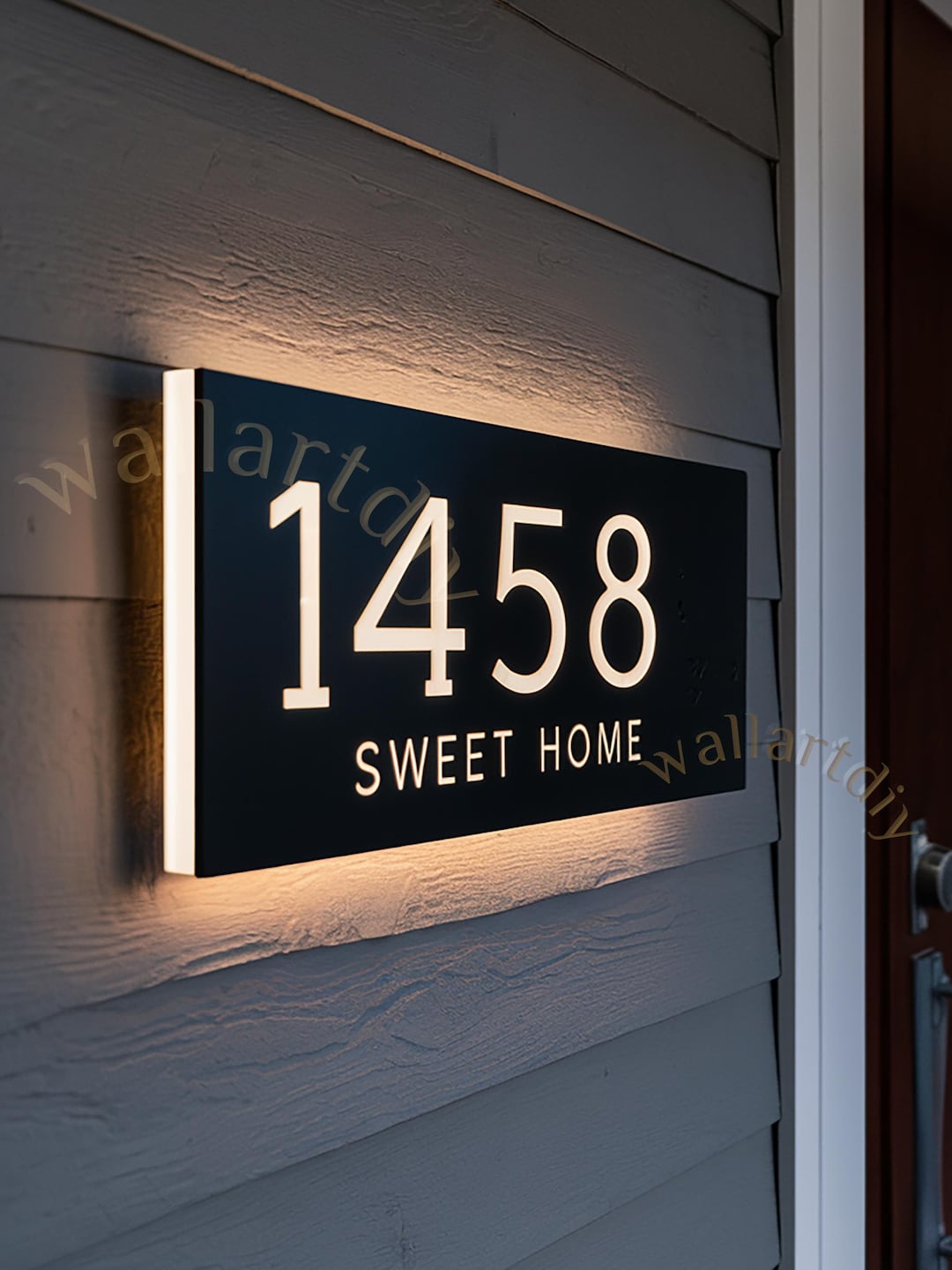 Home Number R LED Backlit House Number Sign: Modern Illuminated Address Plaque-sweet ...