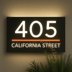 Personalized LED Lighted House Number Sign – Modern Illuminated Address Plaque-Weatherproof outdoor use