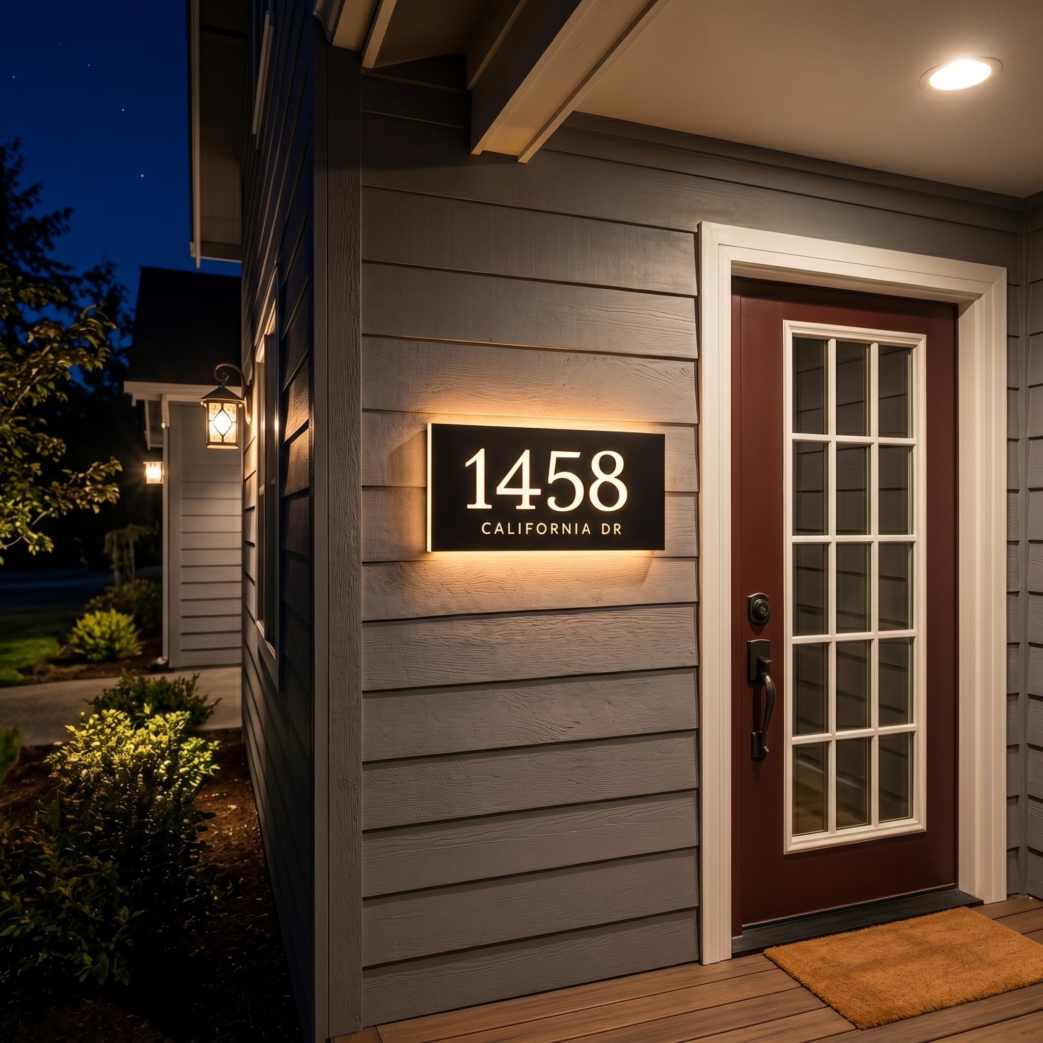 Custom LED House Numbers, Backlit Outdoor Address Sign, Waterproof