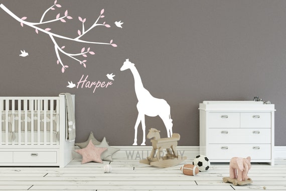 Custom Name Giraffe Nursery Wall Decal Baby Room Nursery Wall