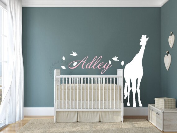 giraffe wall decals giraffe name wall decal nursery giraffe | etsy