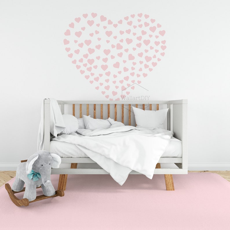 Hearts Wall Decal Bedroom Wall Decals White Wall Decals Wall Etsy