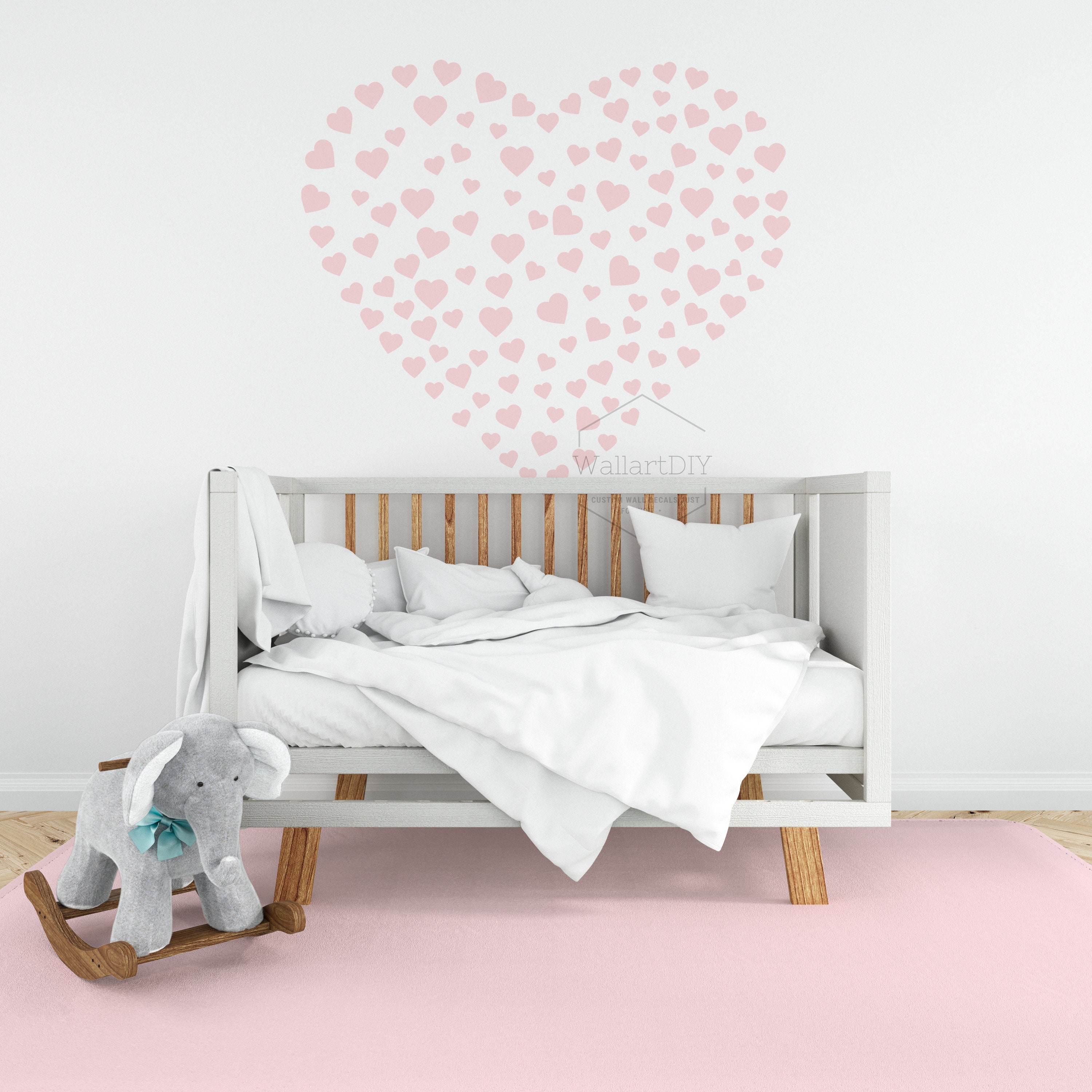 Hearts wall decal Bedroom wall decals White wall decals Wall Etsy