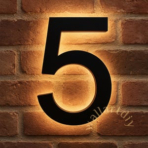 Modern LED Lighted House Numbers: Floating Backlit Metal Acrylic Address Sign 3D Effect