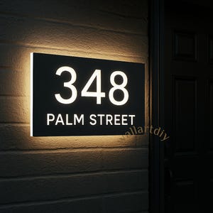 Custom Metal Acrylic LED Backlit House Number Sign – Modern Illuminated Address Plate-Weatherproof