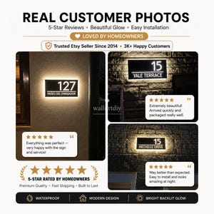 Modern LED Backlit House Sign: Personalized Family Name Plaque Metal ...