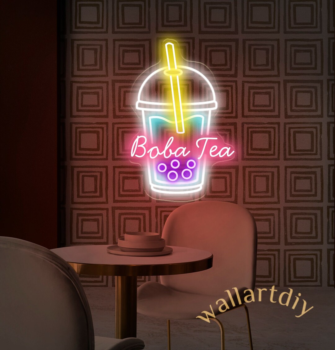 Handmade Bubble Tea Neon Sign Custom Boba Tea Neon Light Personalized