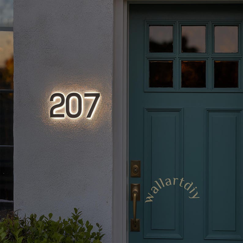 Illuminated House Numbers LED Address Numbers Modern Building Numbers