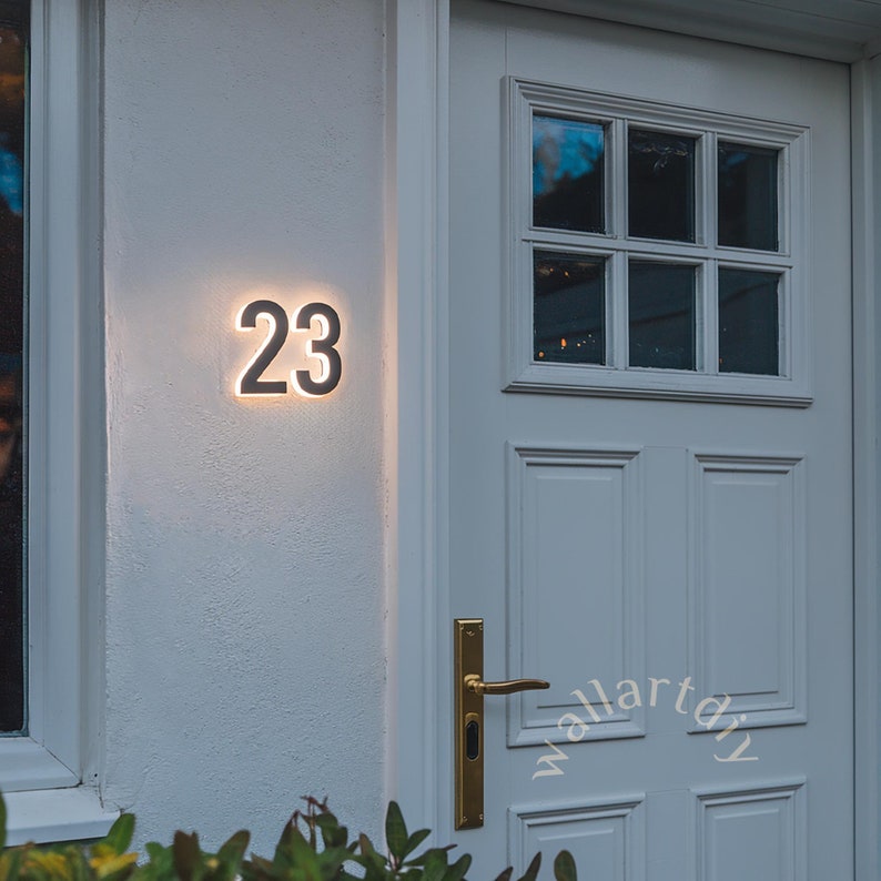 Illuminated House Numbers LED Address Numbers Modern Building Numbers