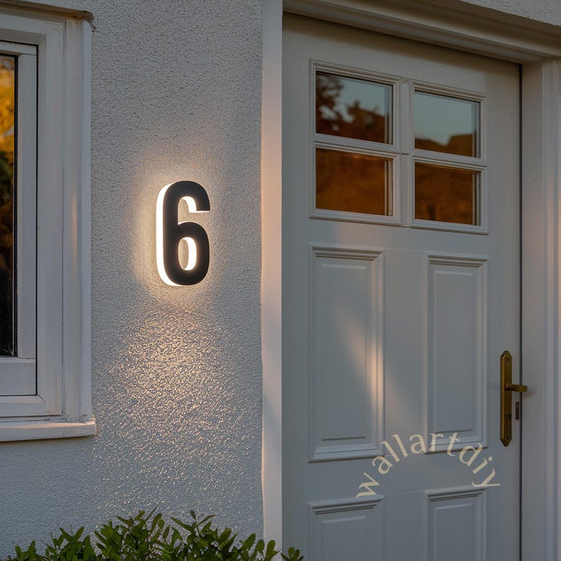 Illuminated House Numbers LED Address Numbers Modern Building Numbers