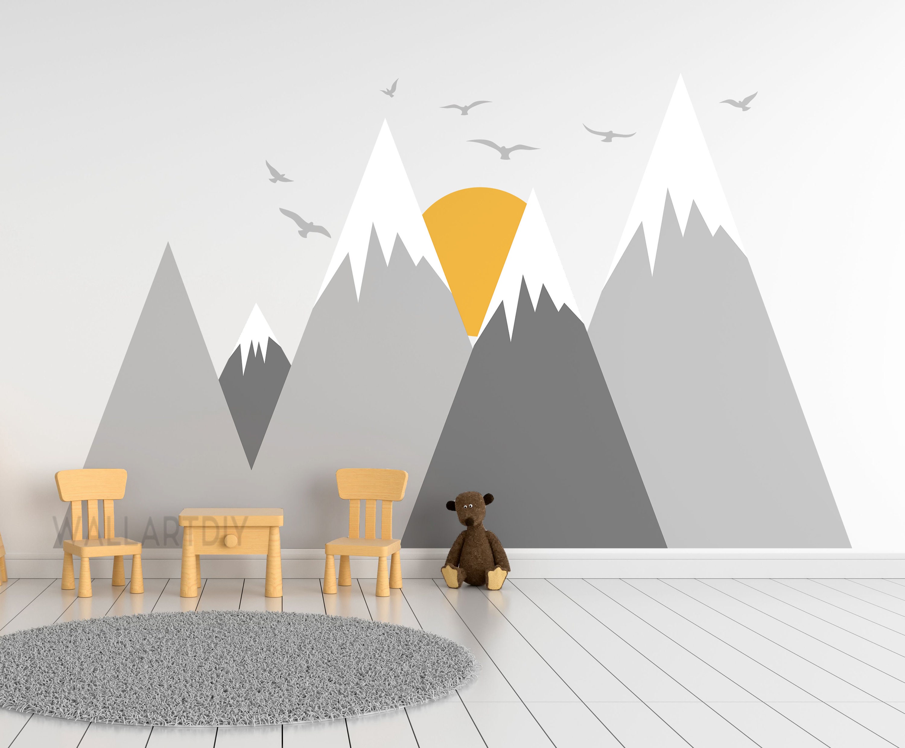 Mountains Wall Decal Nursery Mountains Wall Decal Woodland Etsy Canada