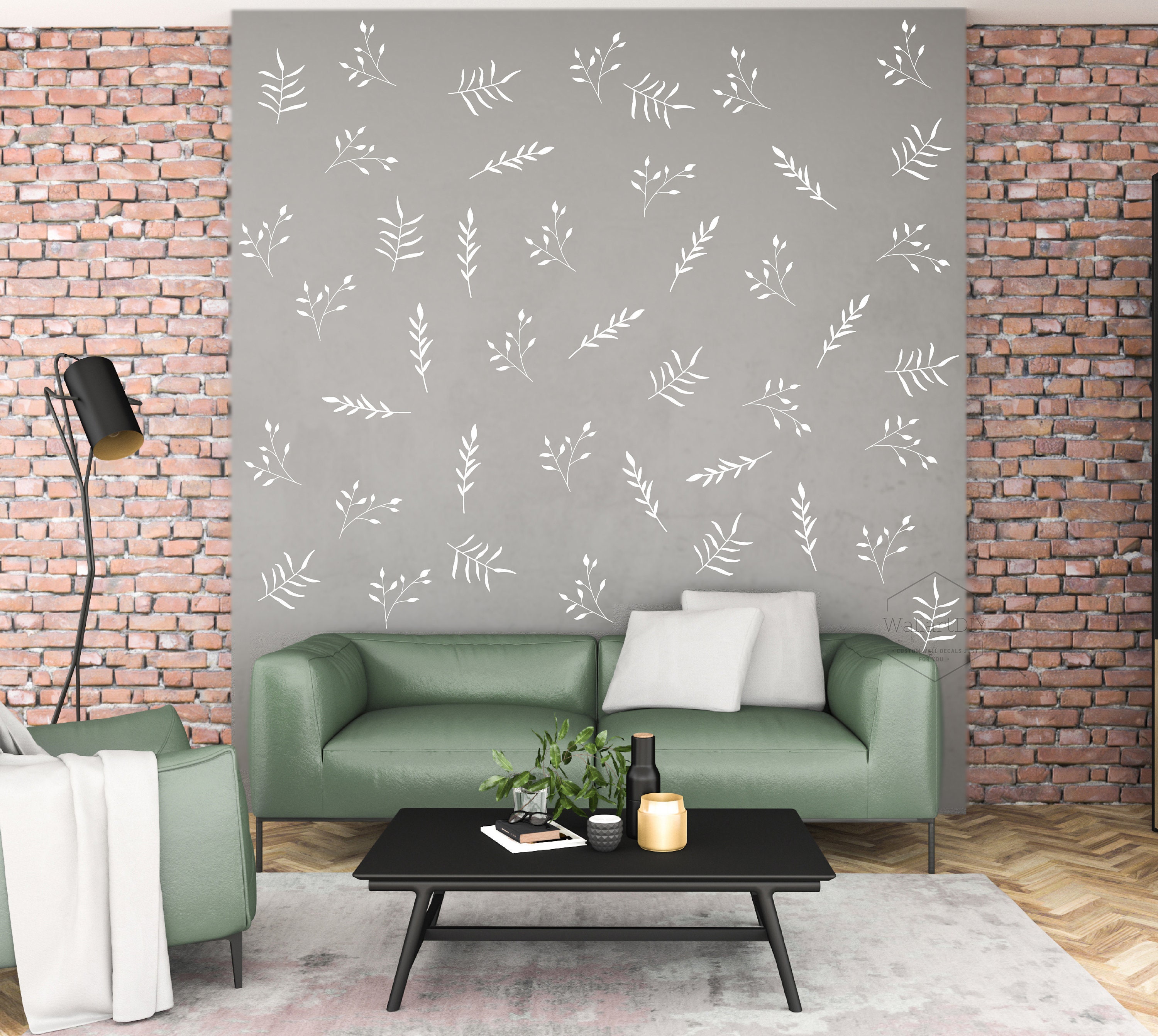 Set of 20 Leaves Wall Decal Peel and Stick Wall Sticker Plants Etsy UK