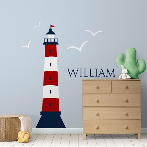 Nautical Wall Decals Lighthouse Wall Sticker Nursery Nautical Etsy