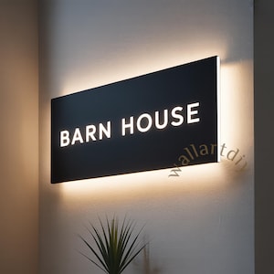 Custom LED House Number Sign: Modern Farmhouse Address Plaque