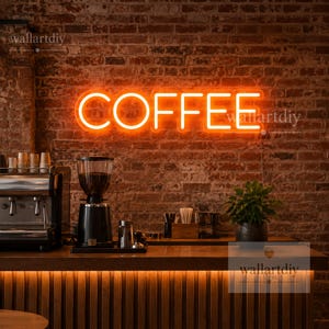Custom Coffee Neon Sign, LED Business Logo Light, Cafe Wall Decor