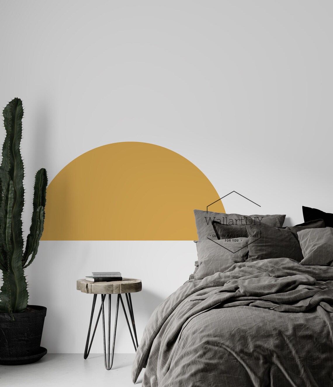 Minimal Wall Decal Half Circle Wall Art Half Sun Wall Sticker Etsy