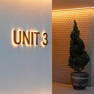 Modern Backlit House Number Sign Custom LED Address Sign for Home Unit/Condo or Office Outdoor  Lighted Door Number Signs Illuminated Number