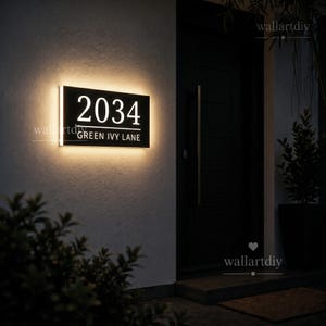 Custom LED House Number, Illuminated Address Plaque, Waterproof Outdoor Sign