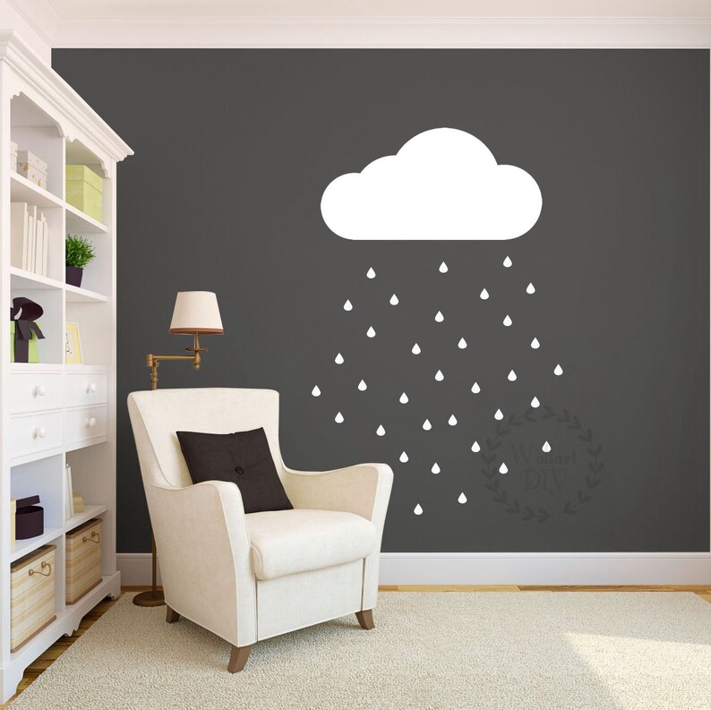 Nursery Rain Cloud Wall Decals Raindrop Sticker