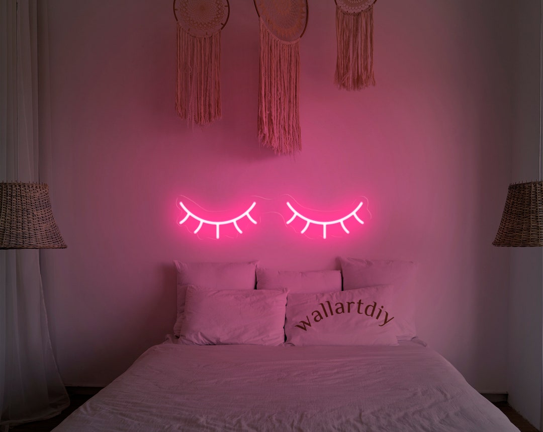 Handmade Eyelash Neon Sign Bedroom Eyelash Wall Light Lash Etsy